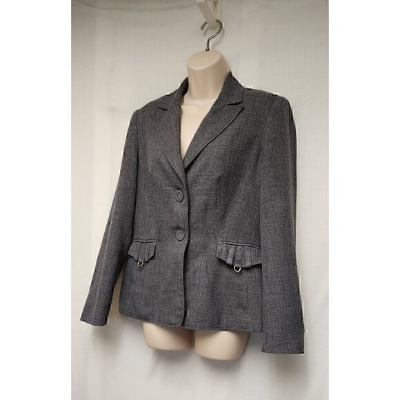Signature By Larry Levine Single Breasted Blazer Color Gray Size 12 - Picture 3 of 6